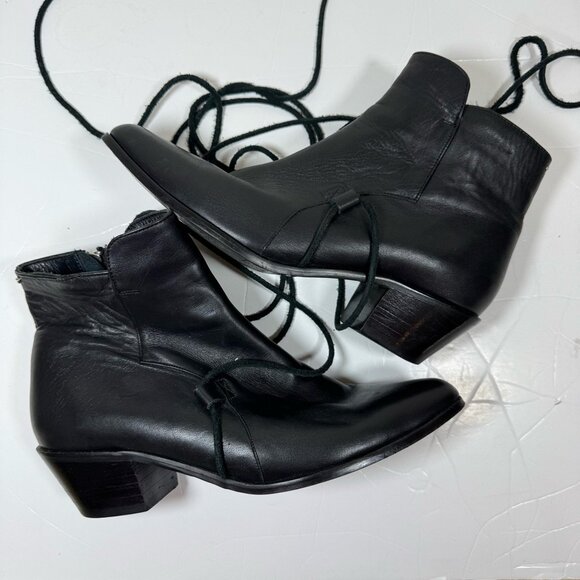 Cartel Leather Western Ankle Boots Women 8 Black Booties Capsule Boho Chic Fall - Picture 11 of 11